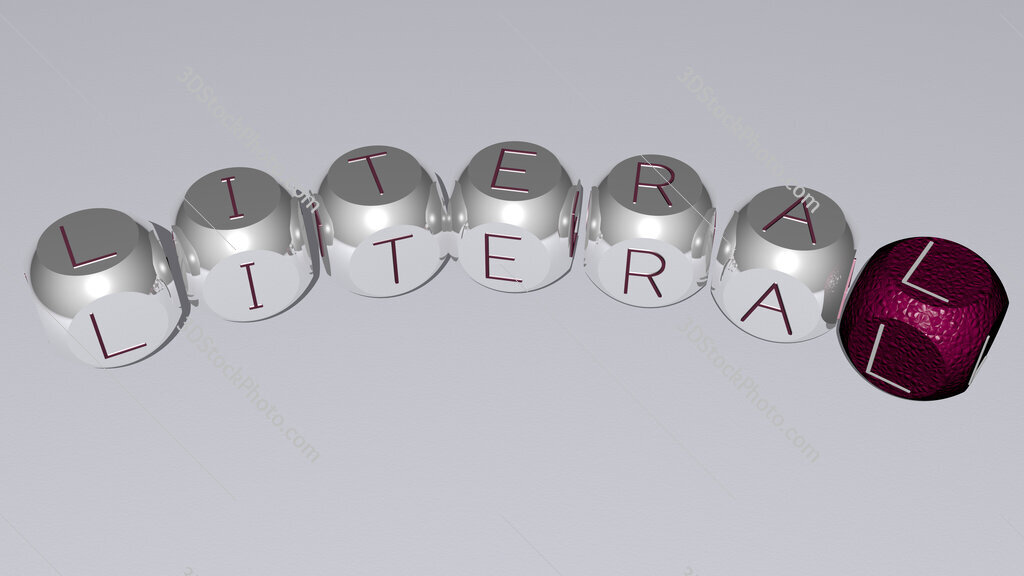 literal curved text of cubic dice letters