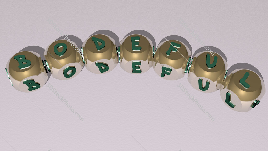 bodeful curved text of cubic dice letters