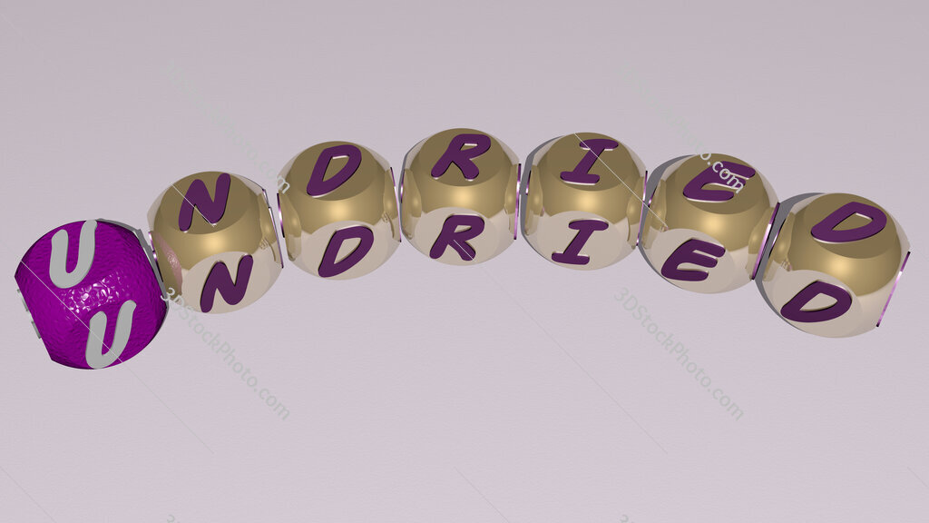 undried curved text of cubic dice letters
