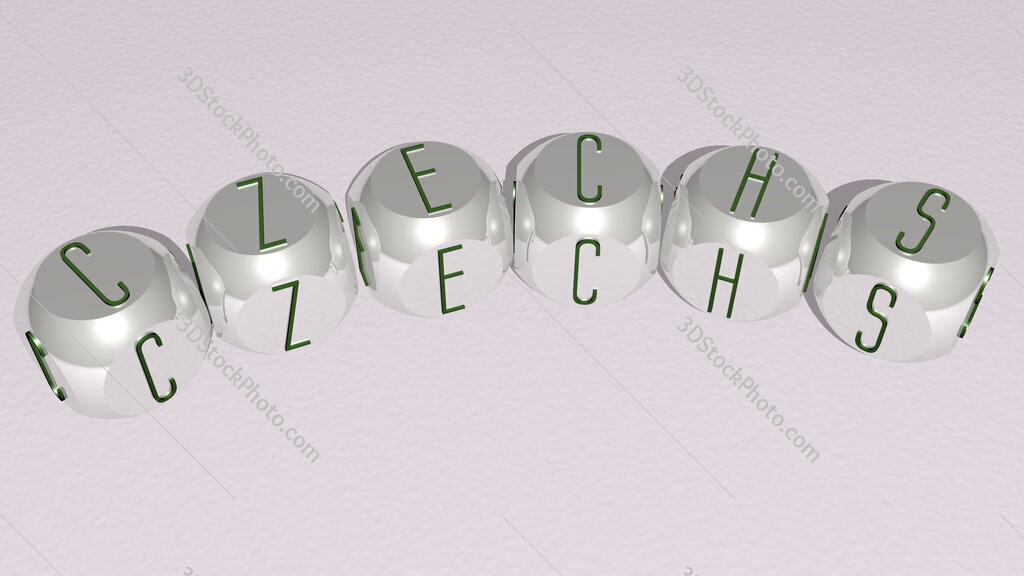 czechs curved text of cubic dice letters