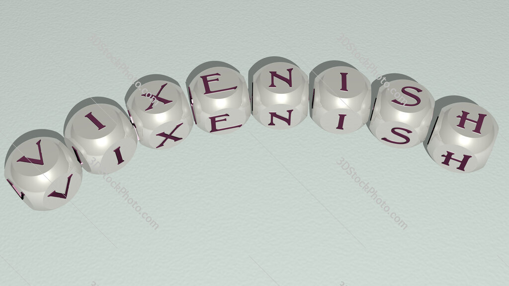 vixenish curved text of cubic dice letters