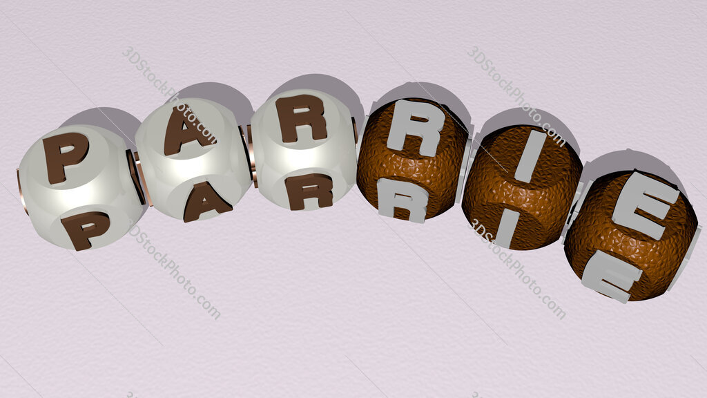 parrie curved text of cubic dice letters