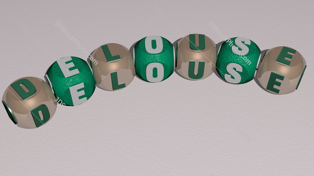 delouse curved text of cubic dice letters