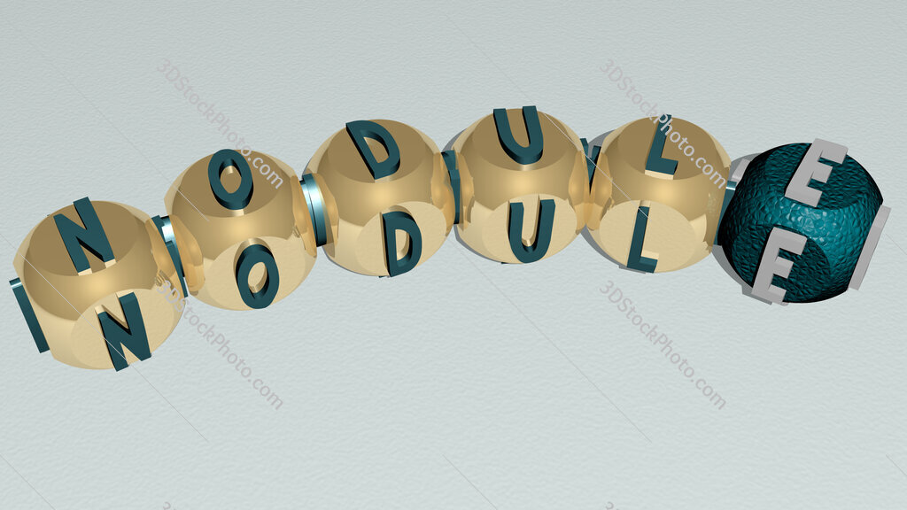nodule curved text of cubic dice letters