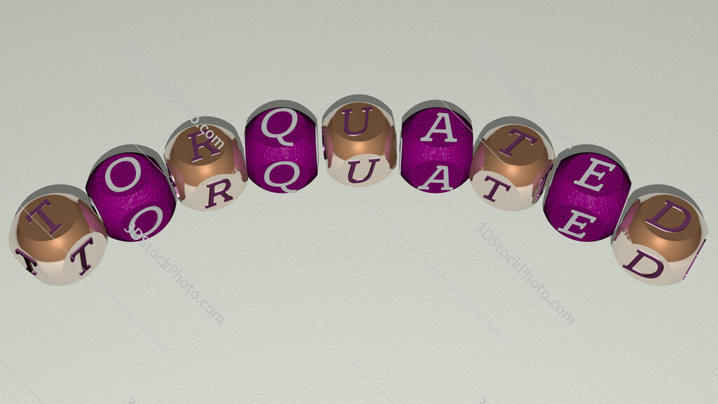 torquated curved text of cubic dice letters
