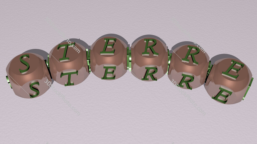 sterre curved text of cubic dice letters