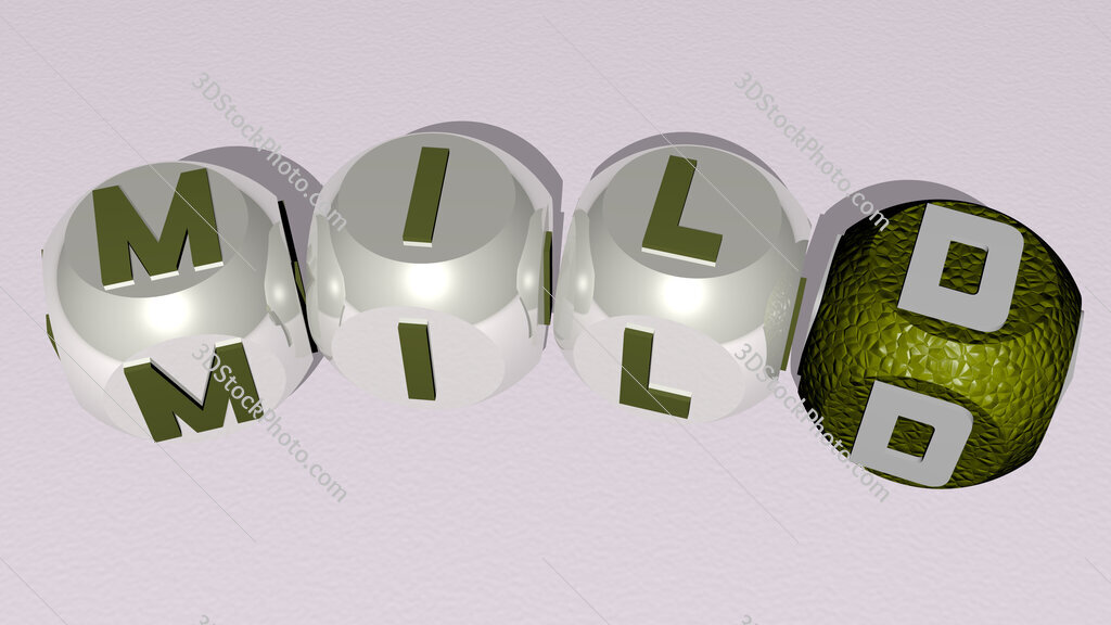 mild curved text of cubic dice letters