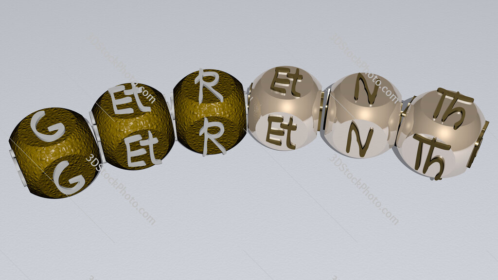 gerent curved text of cubic dice letters