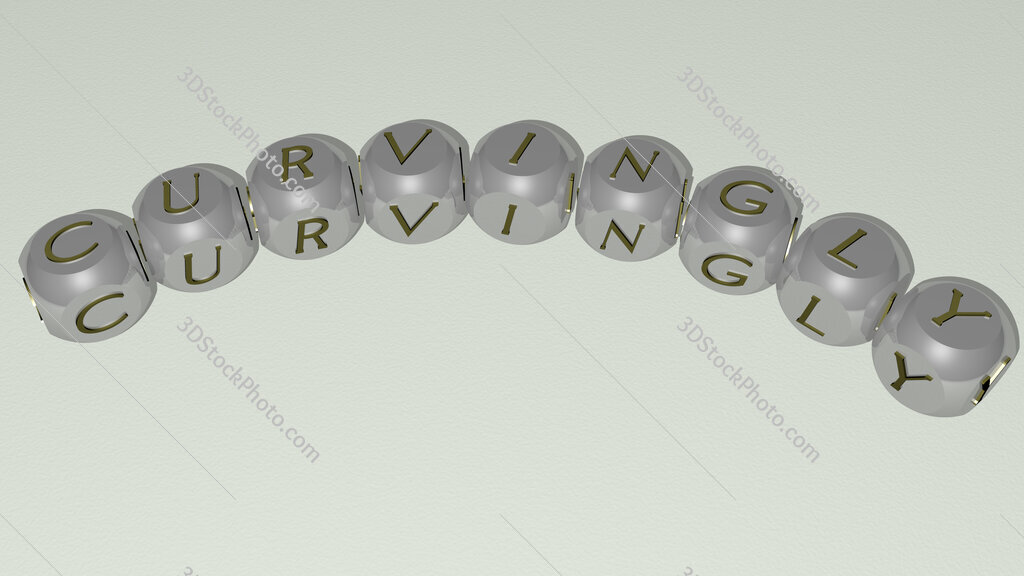 curvingly curved text of cubic dice letters