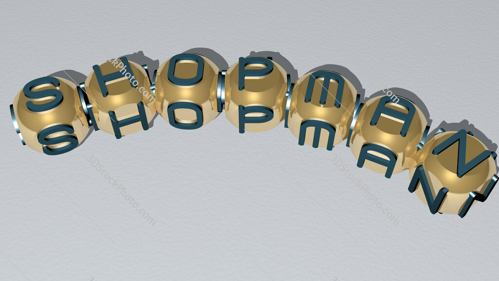 shopman curved text of cubic dice letters