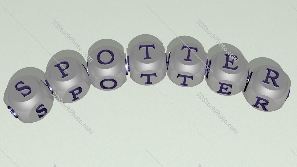 spotter curved text of cubic dice letters