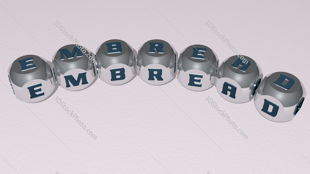 embread curved text of cubic dice letters