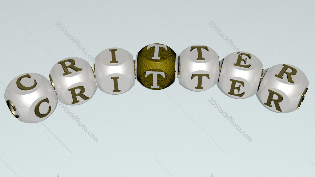 critter curved text of cubic dice letters