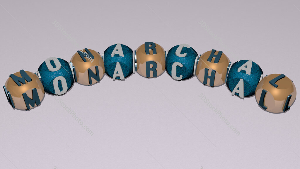 monarchal curved text of cubic dice letters
