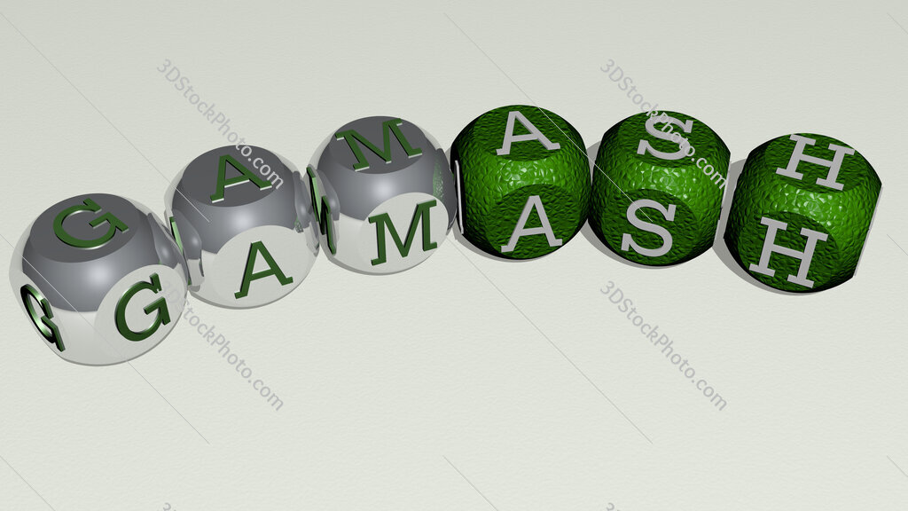 gamash curved text of cubic dice letters