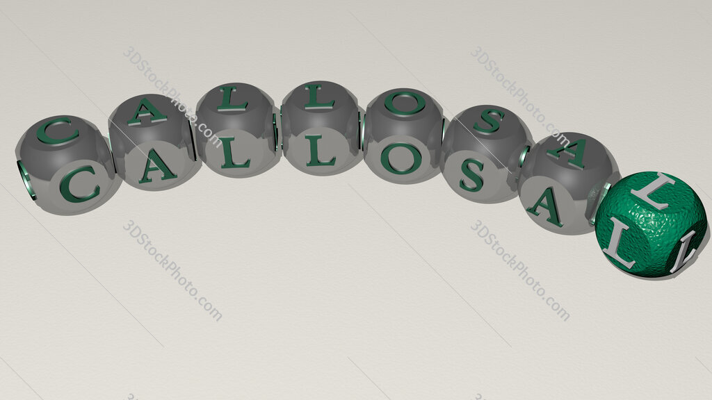 callosal curved text of cubic dice letters