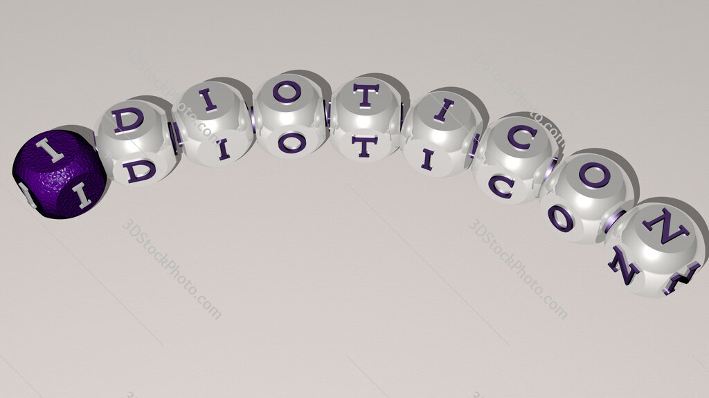idioticon curved text of cubic dice letters