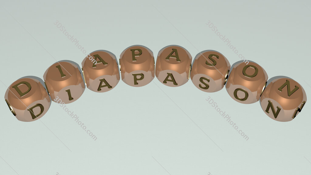 diapason curved text of cubic dice letters
