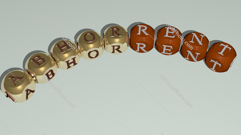 abhorrent curved text of cubic dice letters