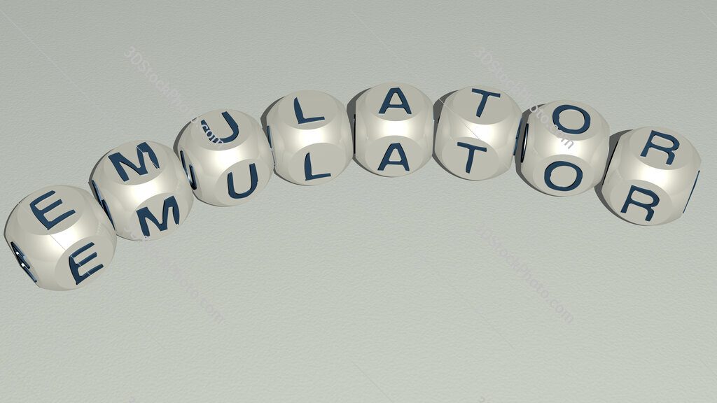 emulator curved text of cubic dice letters