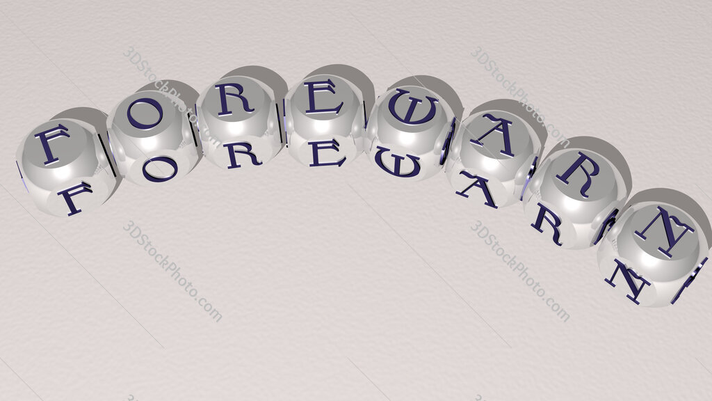 forewarn curved text of cubic dice letters