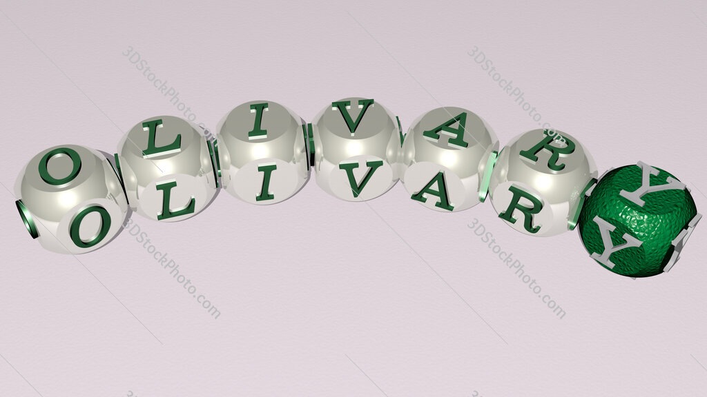 olivary curved text of cubic dice letters