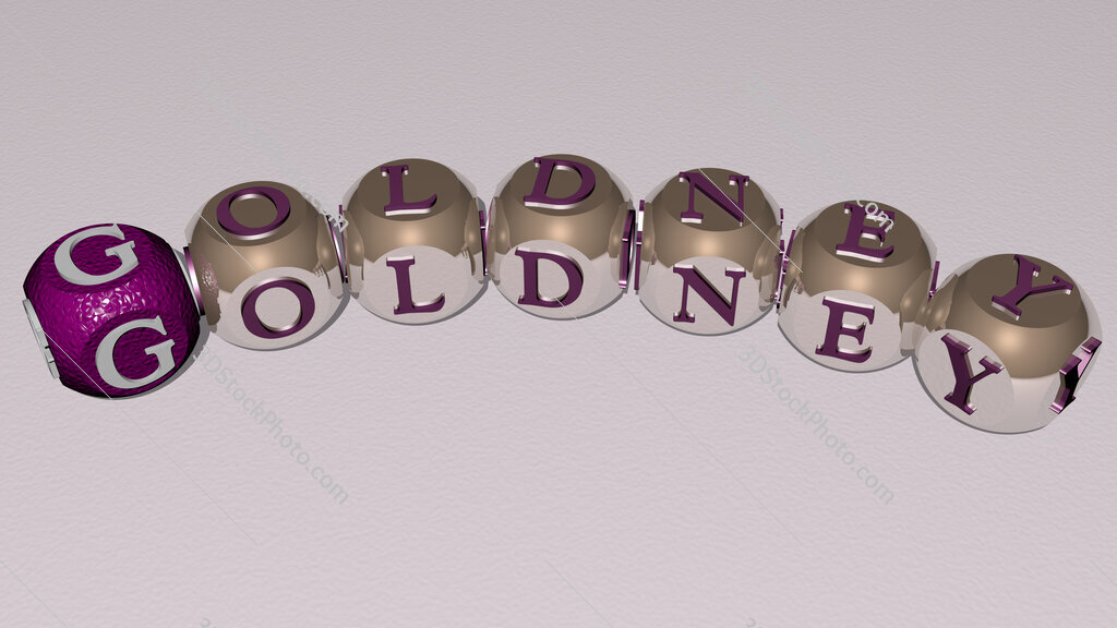 goldney curved text of cubic dice letters