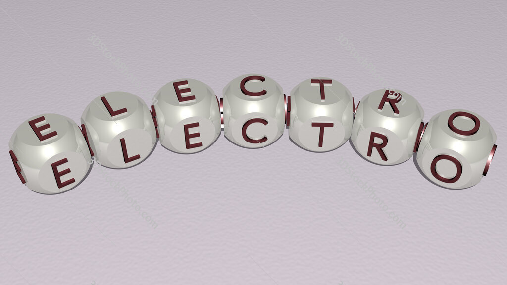 electro curved text of cubic dice letters