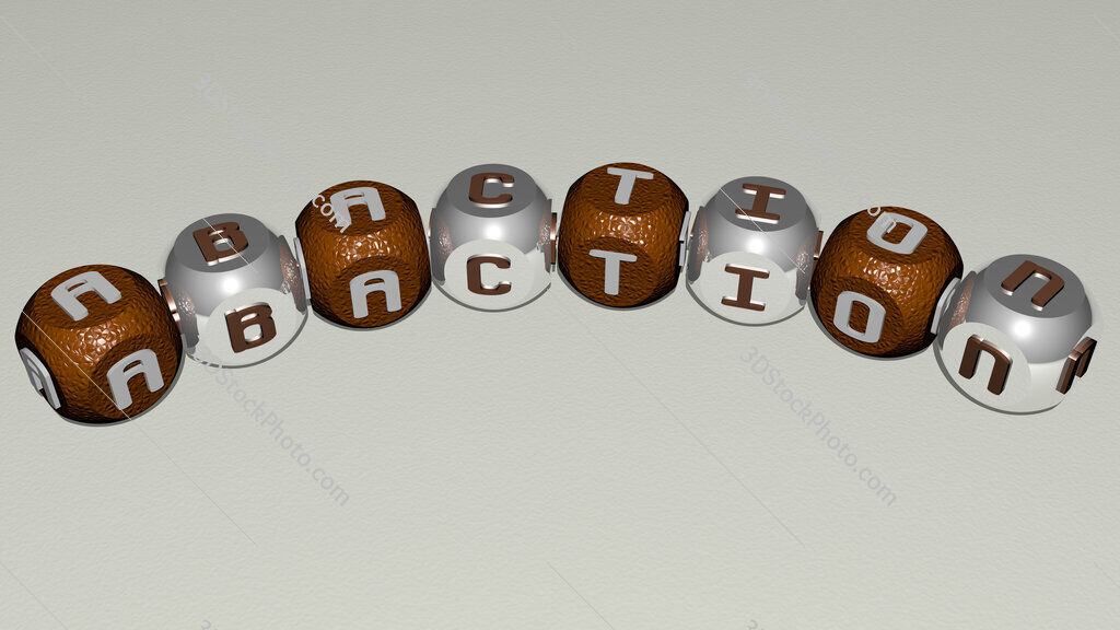 abaction curved text of cubic dice letters