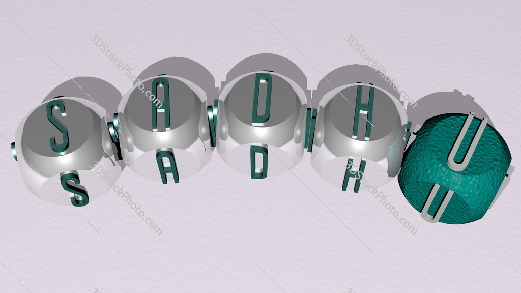 sadhu curved text of cubic dice letters