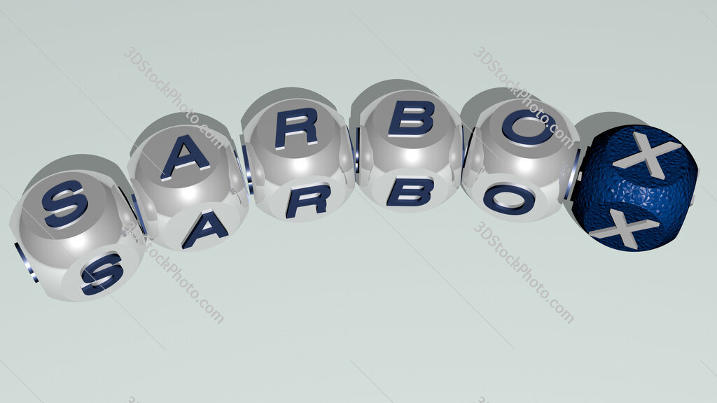 SarbOx curved text of cubic dice letters