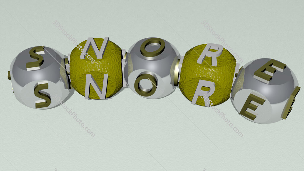 snore curved text of cubic dice letters