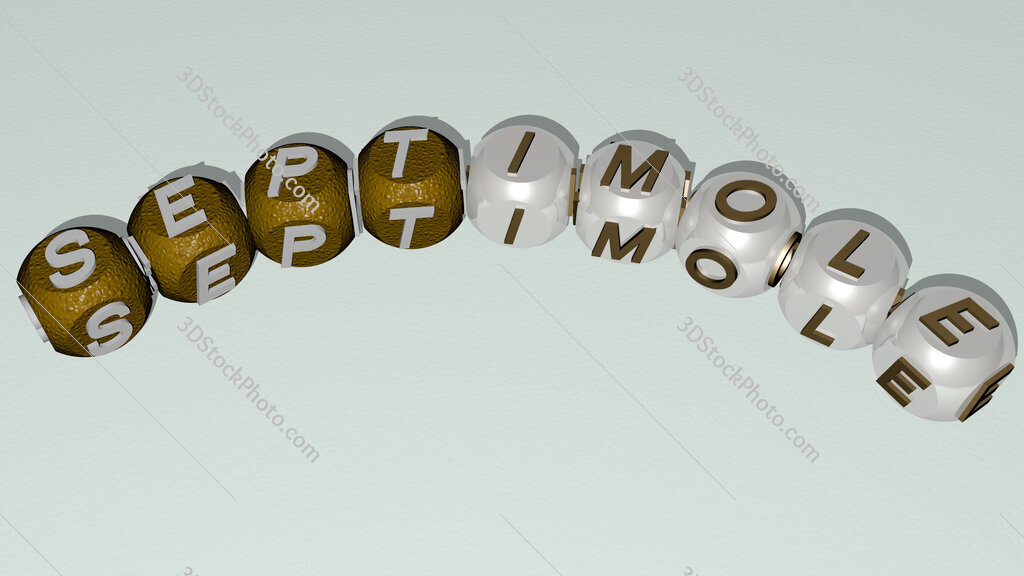 septimole curved text of cubic dice letters
