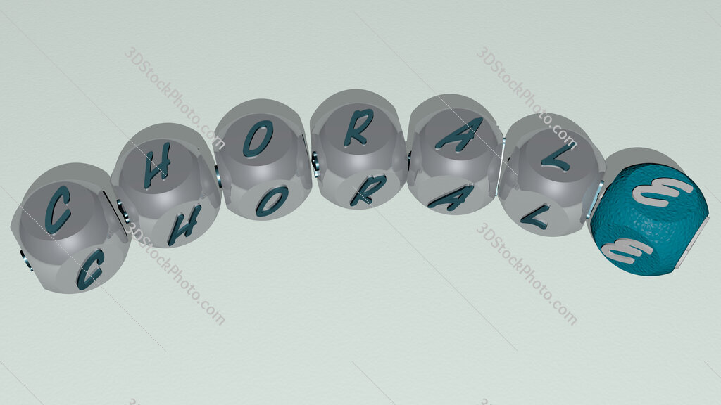 chorale curved text of cubic dice letters