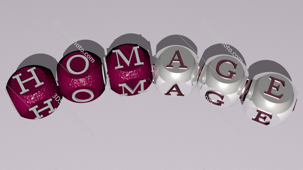 homage curved text of cubic dice letters
