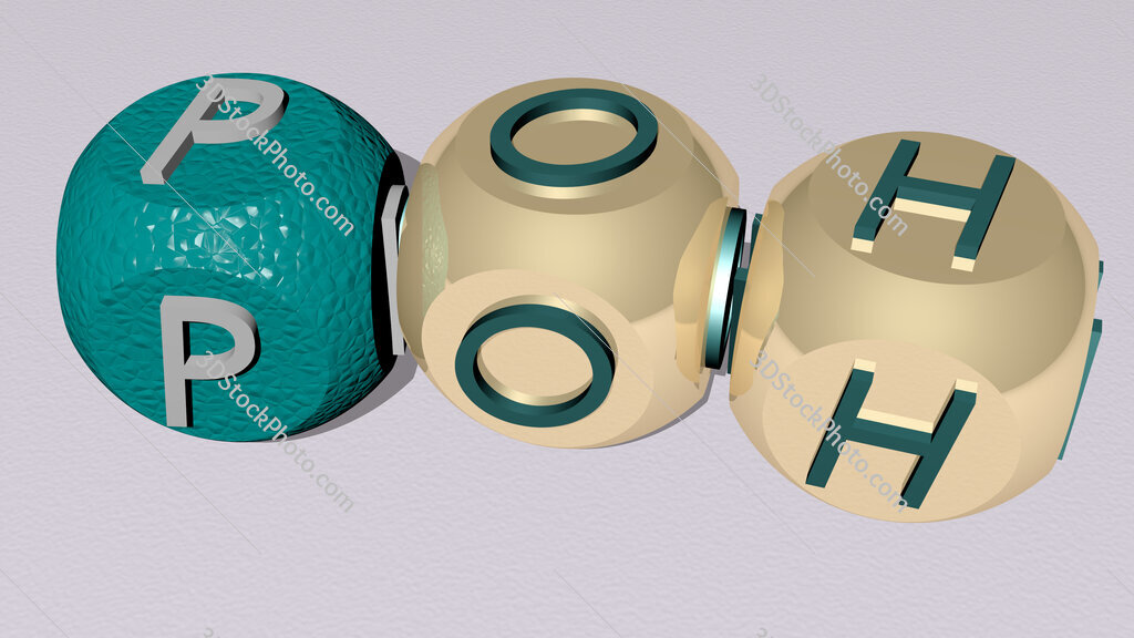 poh curved text of cubic dice letters
