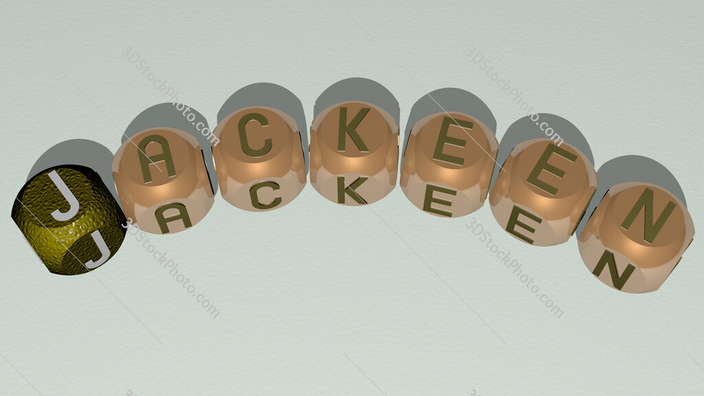 jackeen curved text of cubic dice letters