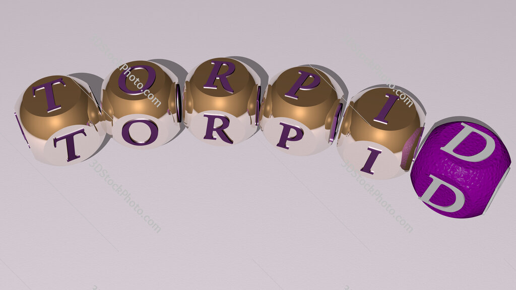 torpid curved text of cubic dice letters