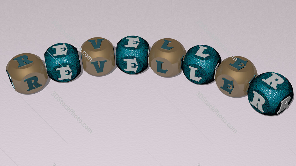reveller curved text of cubic dice letters