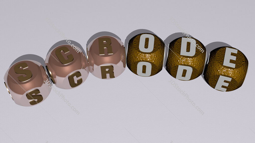 scrode curved text of cubic dice letters