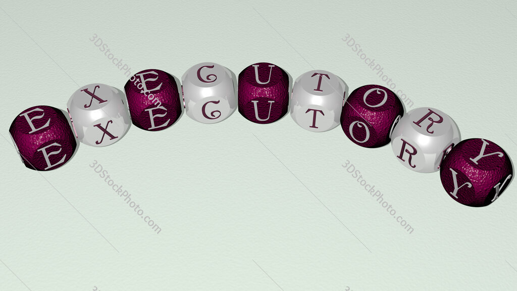 executory curved text of cubic dice letters