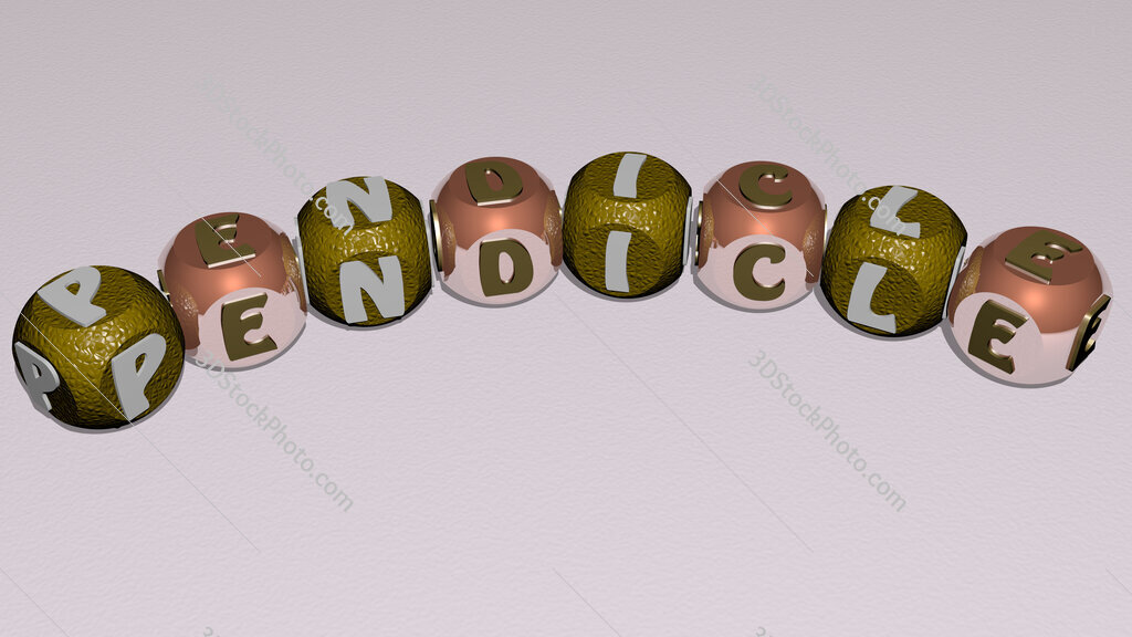 pendicle curved text of cubic dice letters
