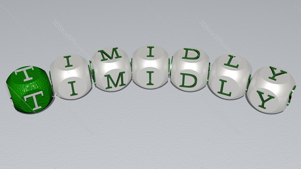 timidly curved text of cubic dice letters