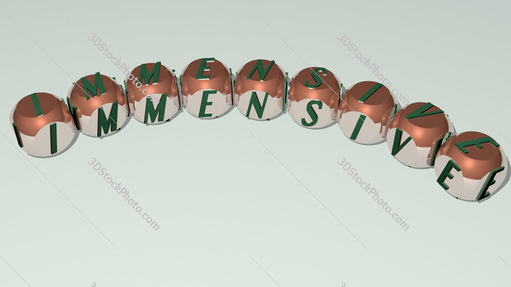 immensive curved text of cubic dice letters