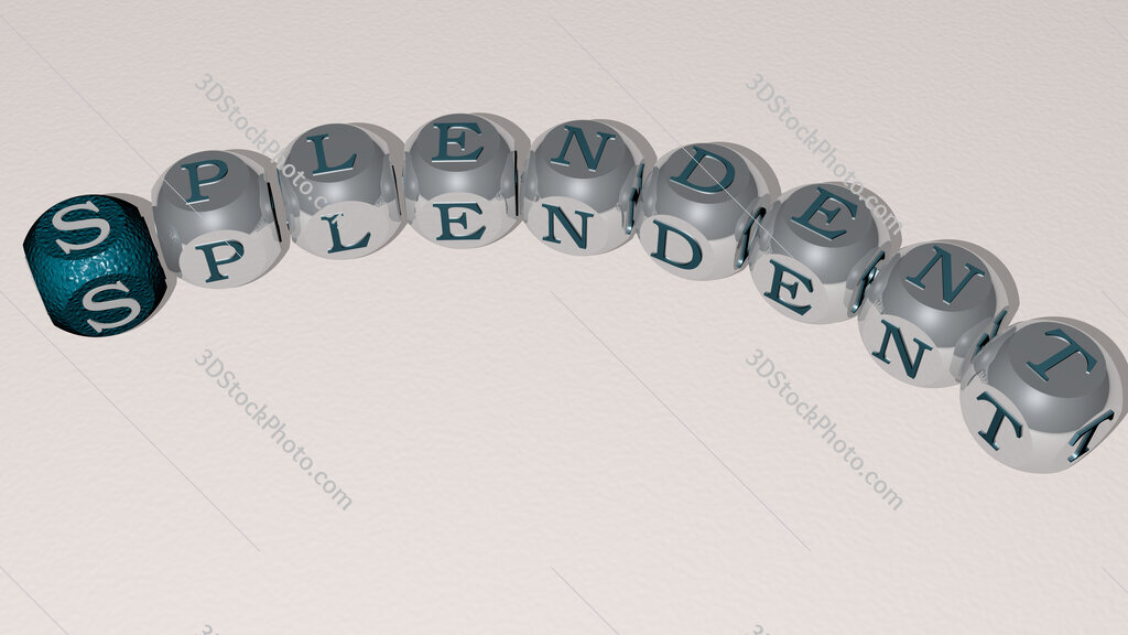 splendent curved text of cubic dice letters