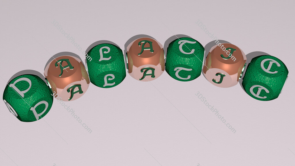 palatic curved text of cubic dice letters