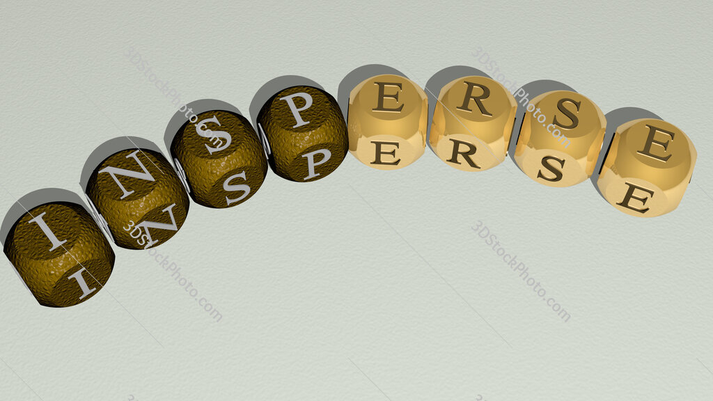 insperse curved text of cubic dice letters