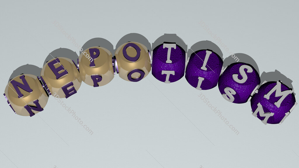 nepotism curved text of cubic dice letters
