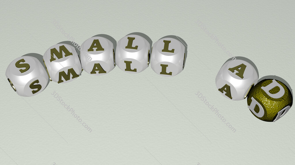 small ad curved text of cubic dice letters