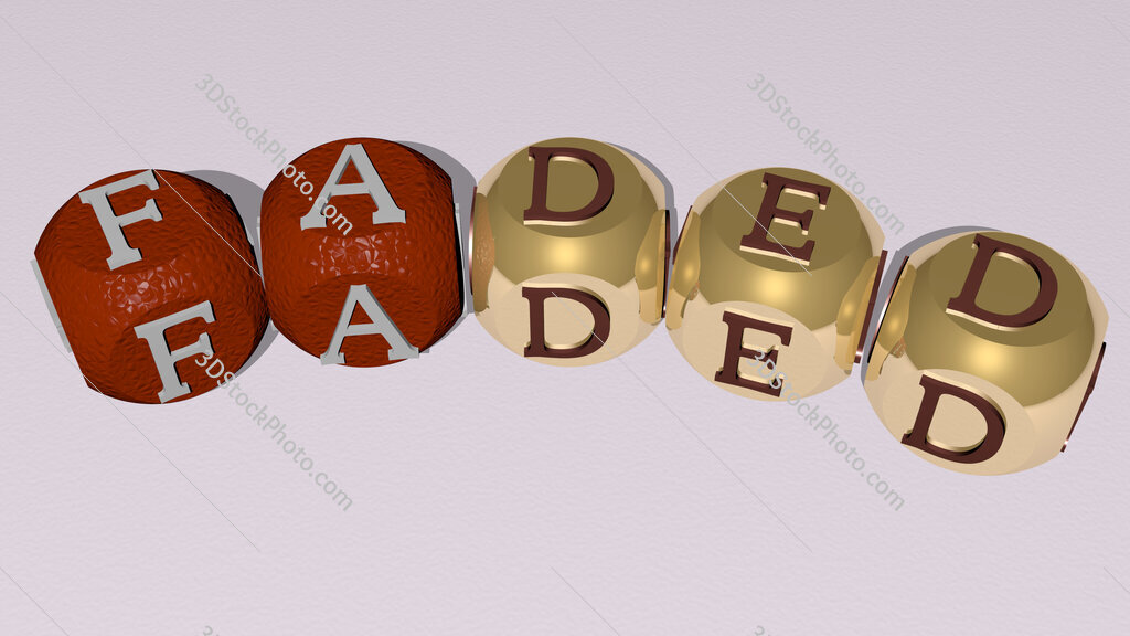 faded curved text of cubic dice letters